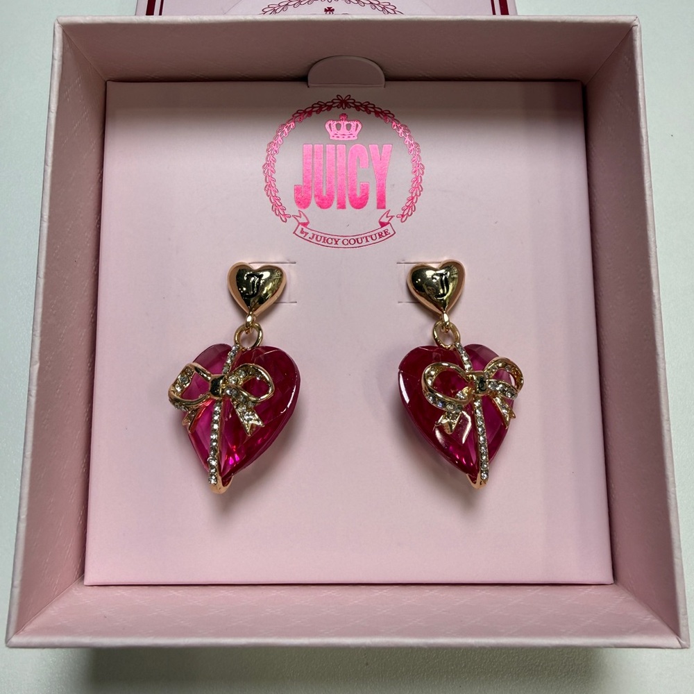 Juicy Couture Gold and Pink Heart Earrings